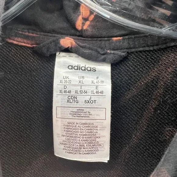 Adidas Hoodie Womens XL Black Sweatshirt Running Full Zip Bleach Dye Custom Gym - Picture 6 of 11